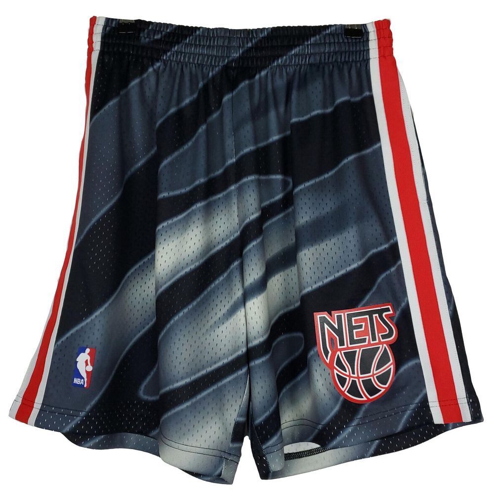 New Jersey Nets Mitchell & Ness NBA L Large Jersey Shorts Black Gray Red‎ NWT